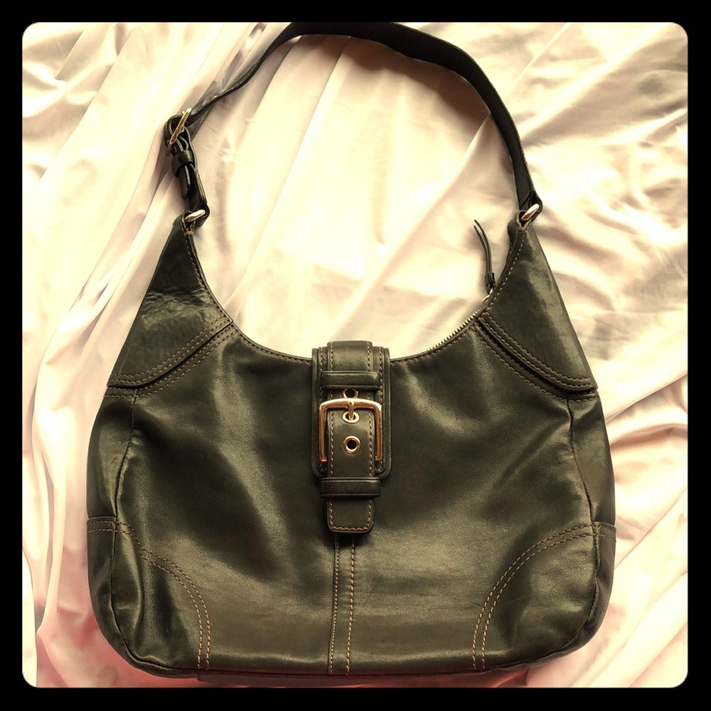 Black leather hobo by Coach